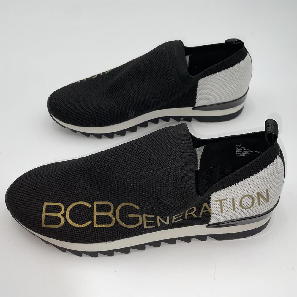 BCBGeneration Sneakers Womens 9 Lillie Black White Logo - NICE !